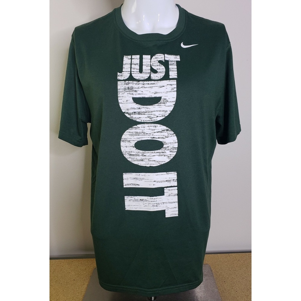 Nike Dri Fit Shirt Mens Large Just Do It Green Short‎ Sleeve Crewneck Activewear
